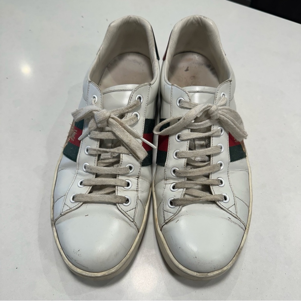 Gucci Ace w/ Bee Leather Low Top Men’s Sneakers - White - Gucci Size 10 - Picture 6 of 8